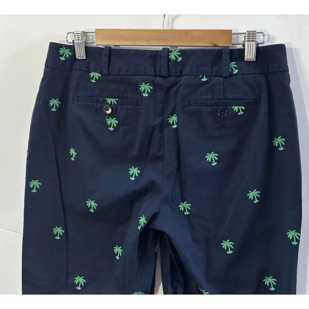 Women's Talbots Signature Crop Chino Pants Embroidered Palm Trees 🌴 Sz 8 Petite